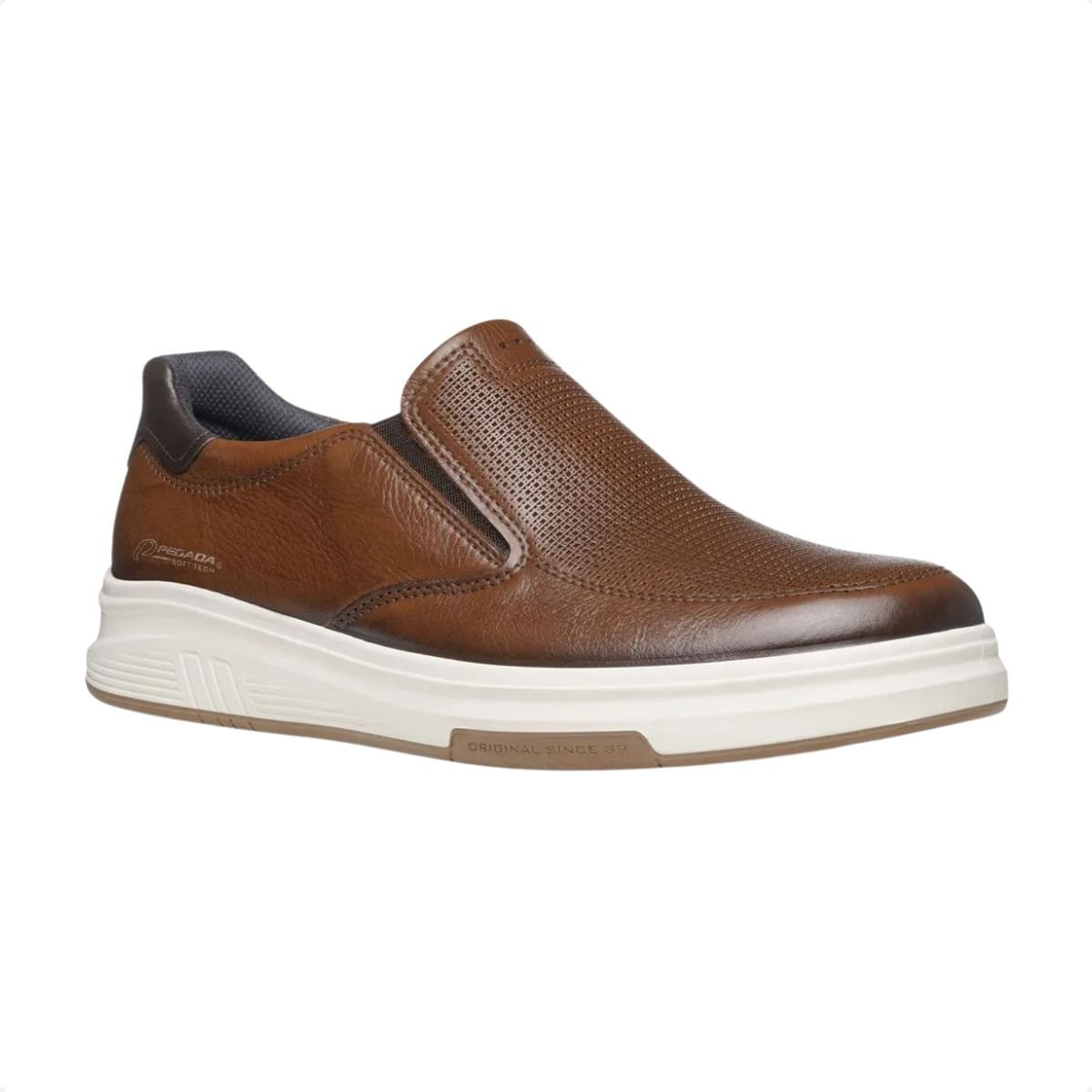 Tênis Casual Pegada Masculino Em Couro Pinhão Marrom 2