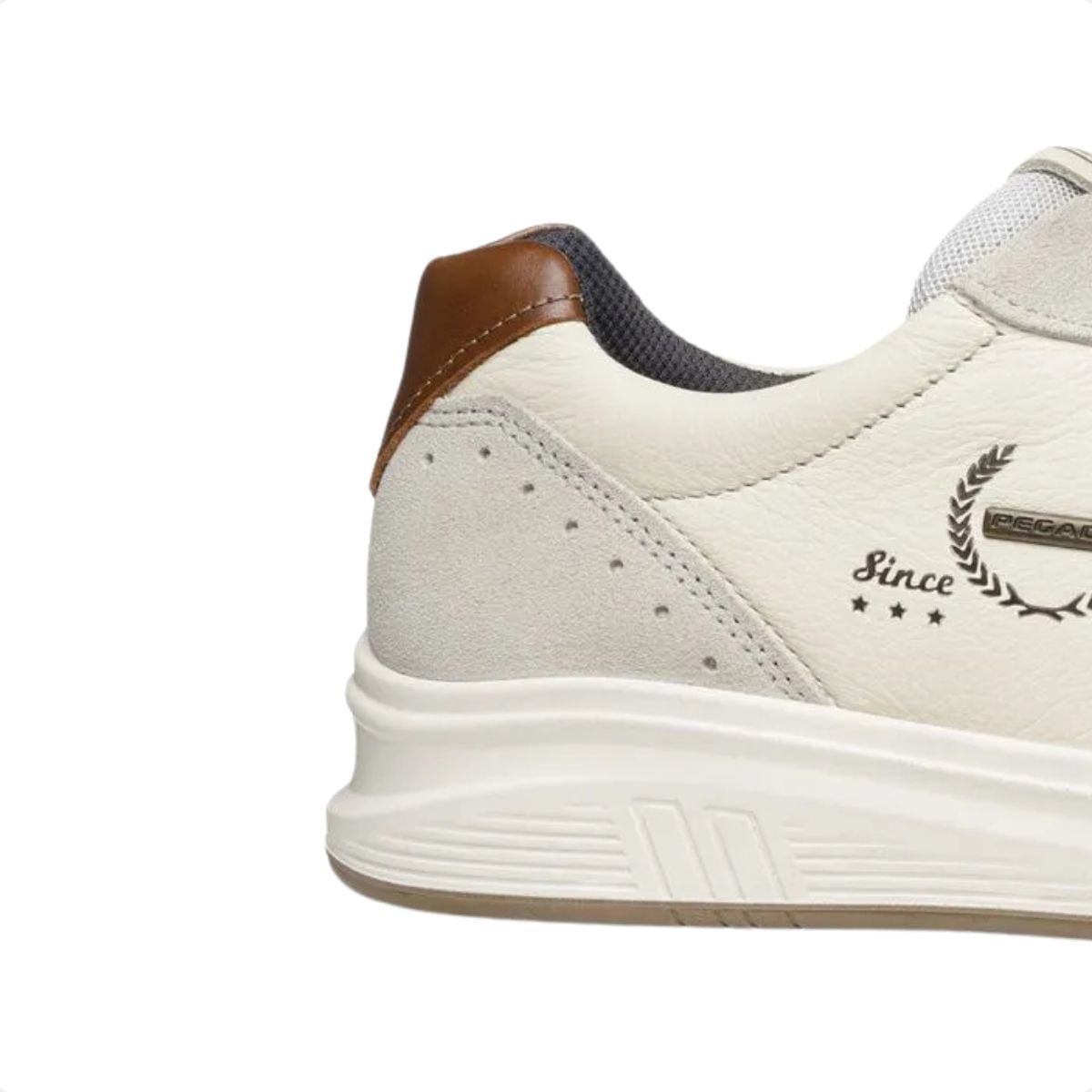 Tênis Casual Pegada Masculino Em Couro Milk Bege/Cinza 5