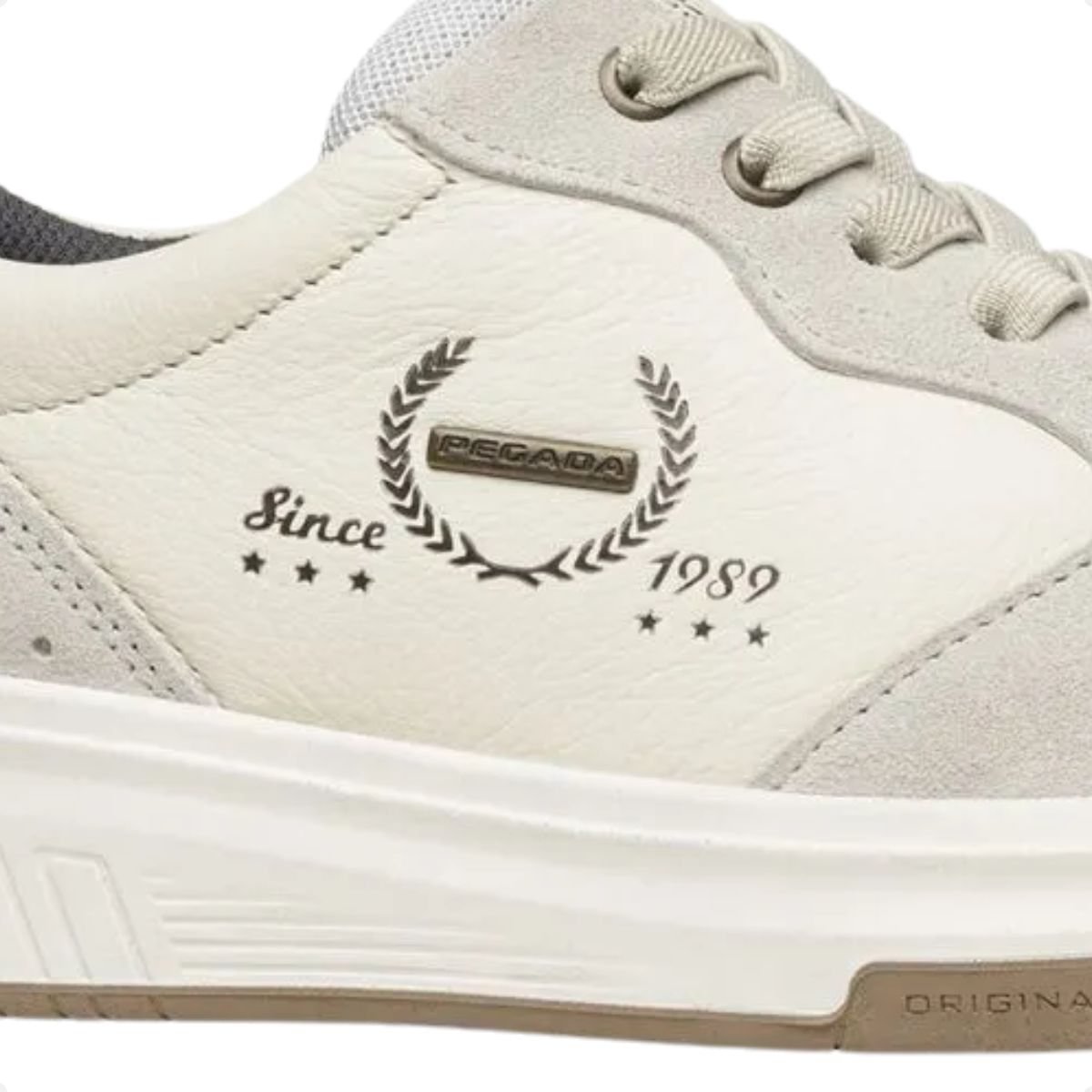 Tênis Casual Pegada Masculino Em Couro Milk Bege/Cinza 7