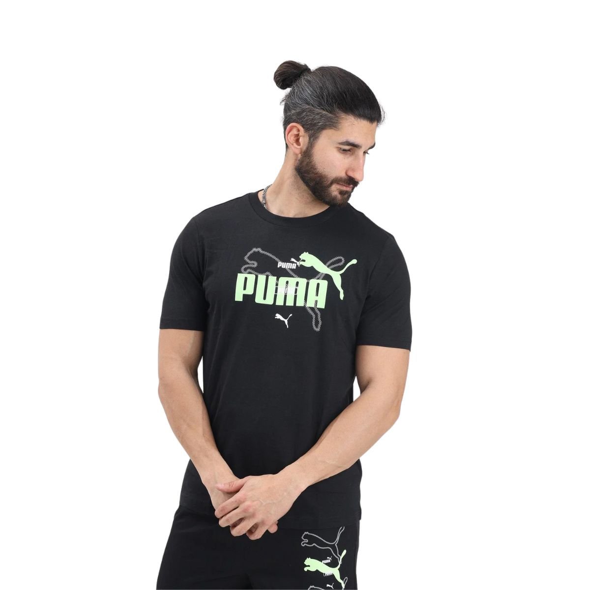 Camiseta Masculina Puma Essentials Logo Lab Summer Tee Preta Preto 3