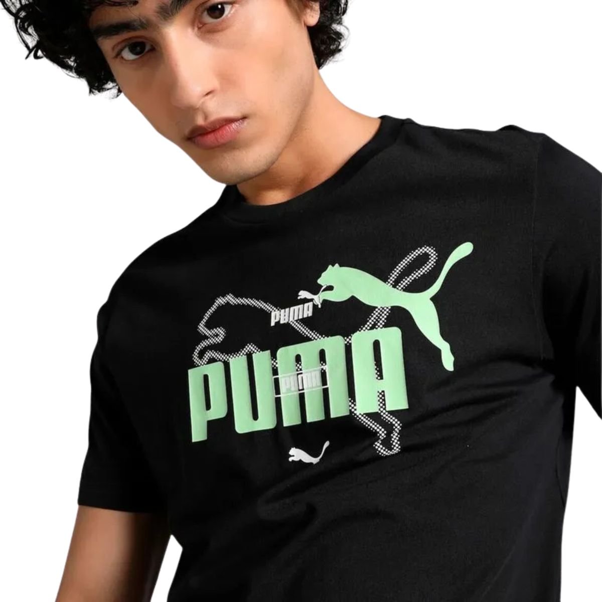 Camiseta Masculina Puma Essentials Logo Lab Summer Tee Preta Preto 4