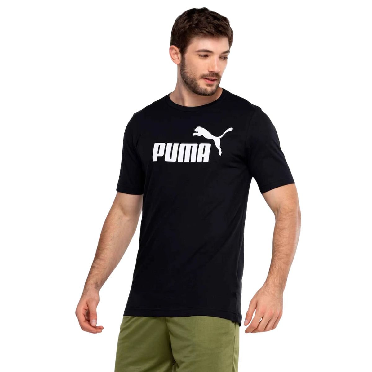 Camiseta Masculina Puma Essentials No. 1 Logo Tee Preta Preto 3