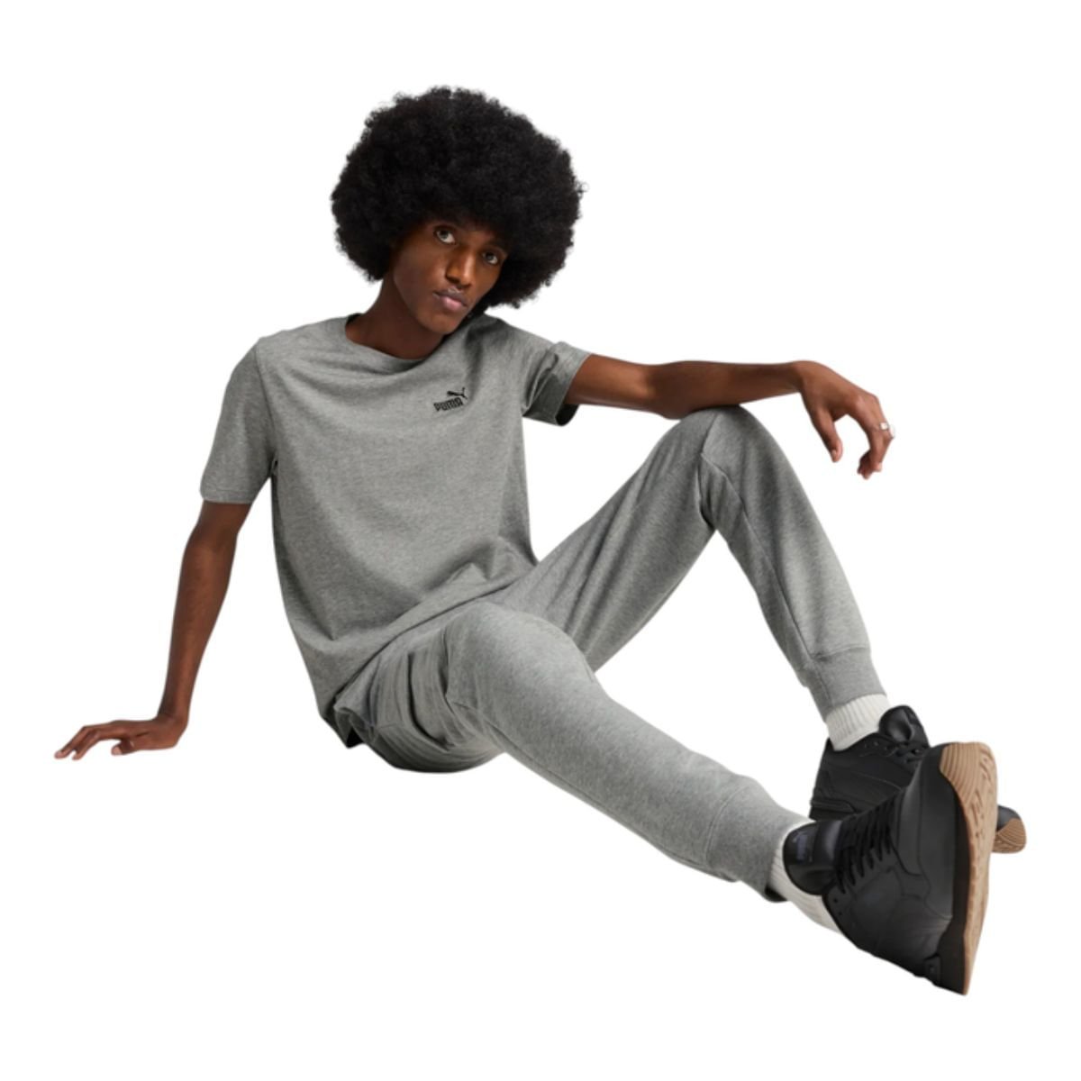 Camiseta Masculina Puma Essentials Small No. 1 Logo Tee Cinza Cinza 2