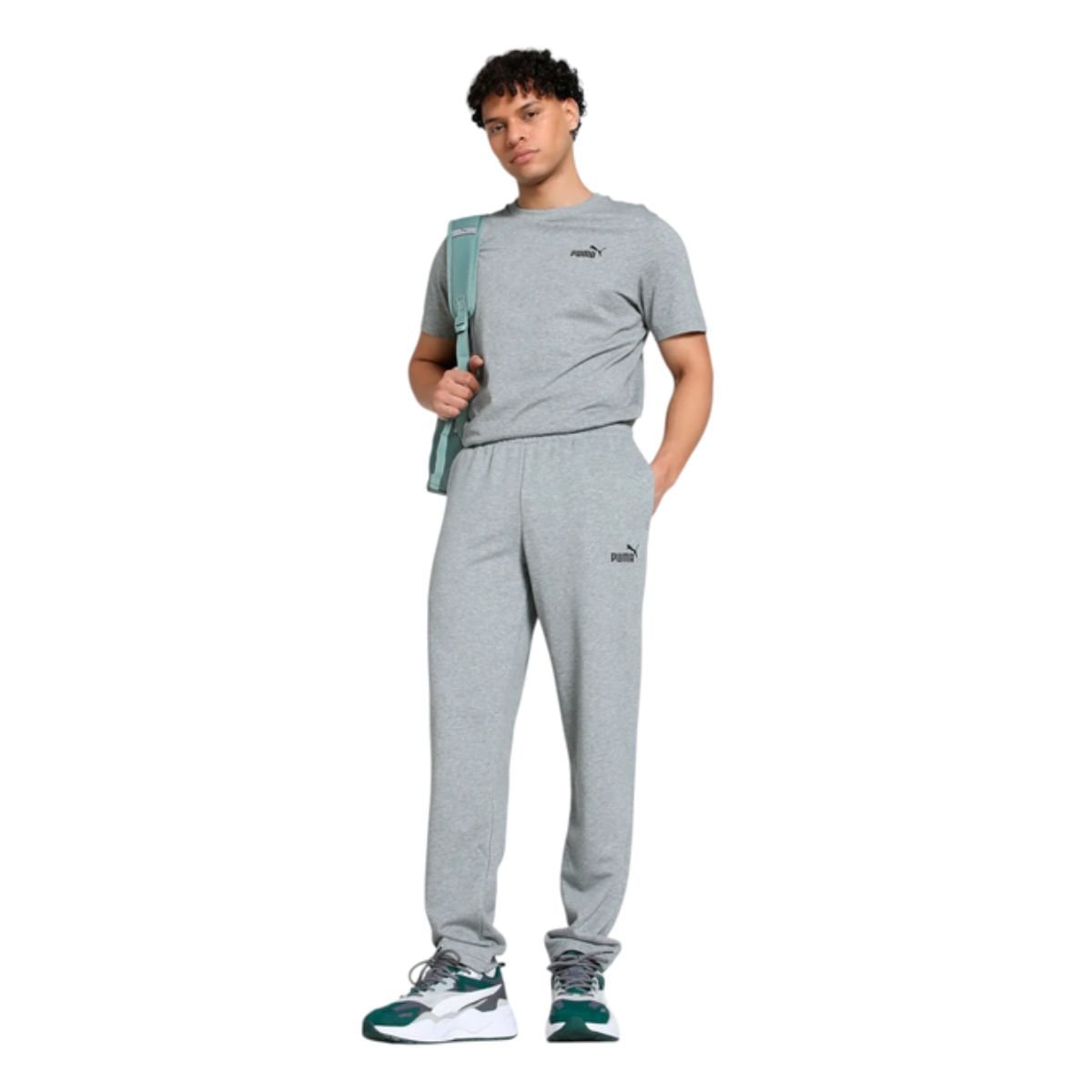 Camiseta Masculina Puma Essentials Small No. 1 Logo Tee Cinza Cinza 3