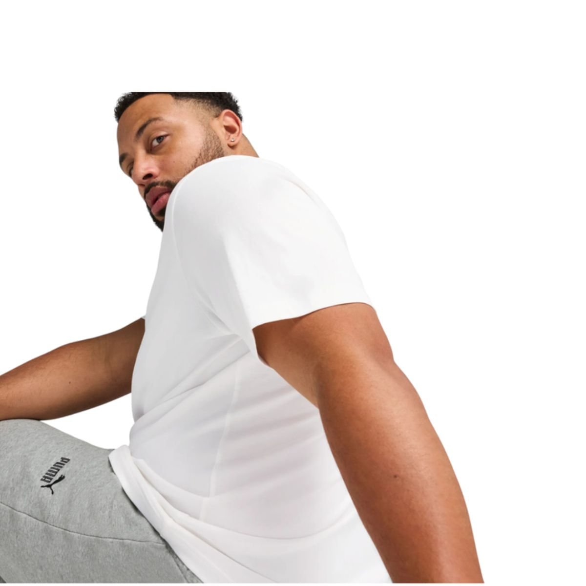 Camiseta Masculina Puma Essentials Small No. 1 Logo Tee Branca Cinza 3