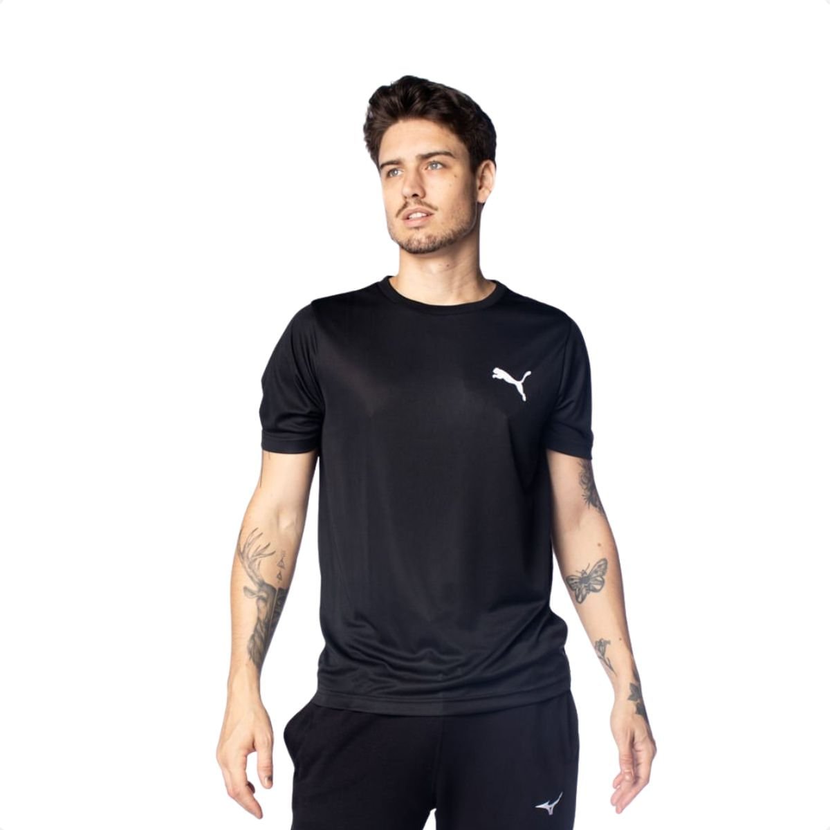 Camiseta Masculina Puma Essentials Small Logo Poly Tee Preta