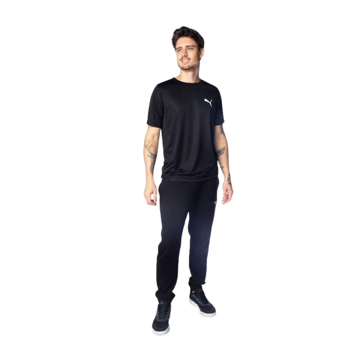 Camiseta Masculina Puma Essentials Small Logo Poly Tee Preta Preto 2