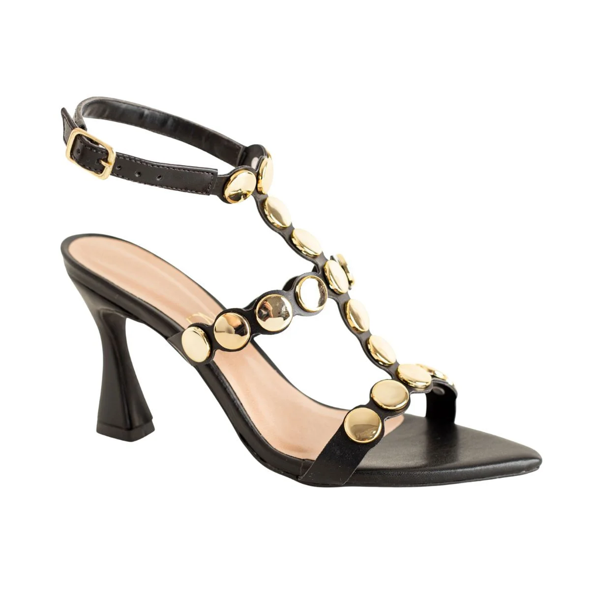 Sandália Dm Tachas Glam Preta Preto 2