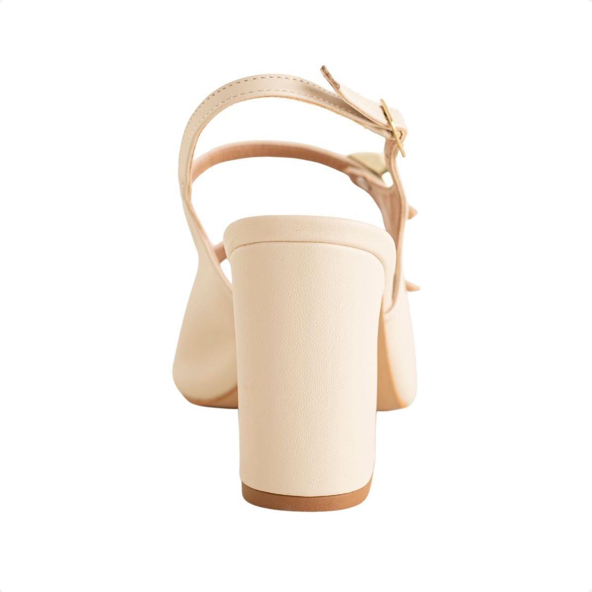 Sandalia Fem Salto Médio Grosso Dm 2400-25372- Bege 4