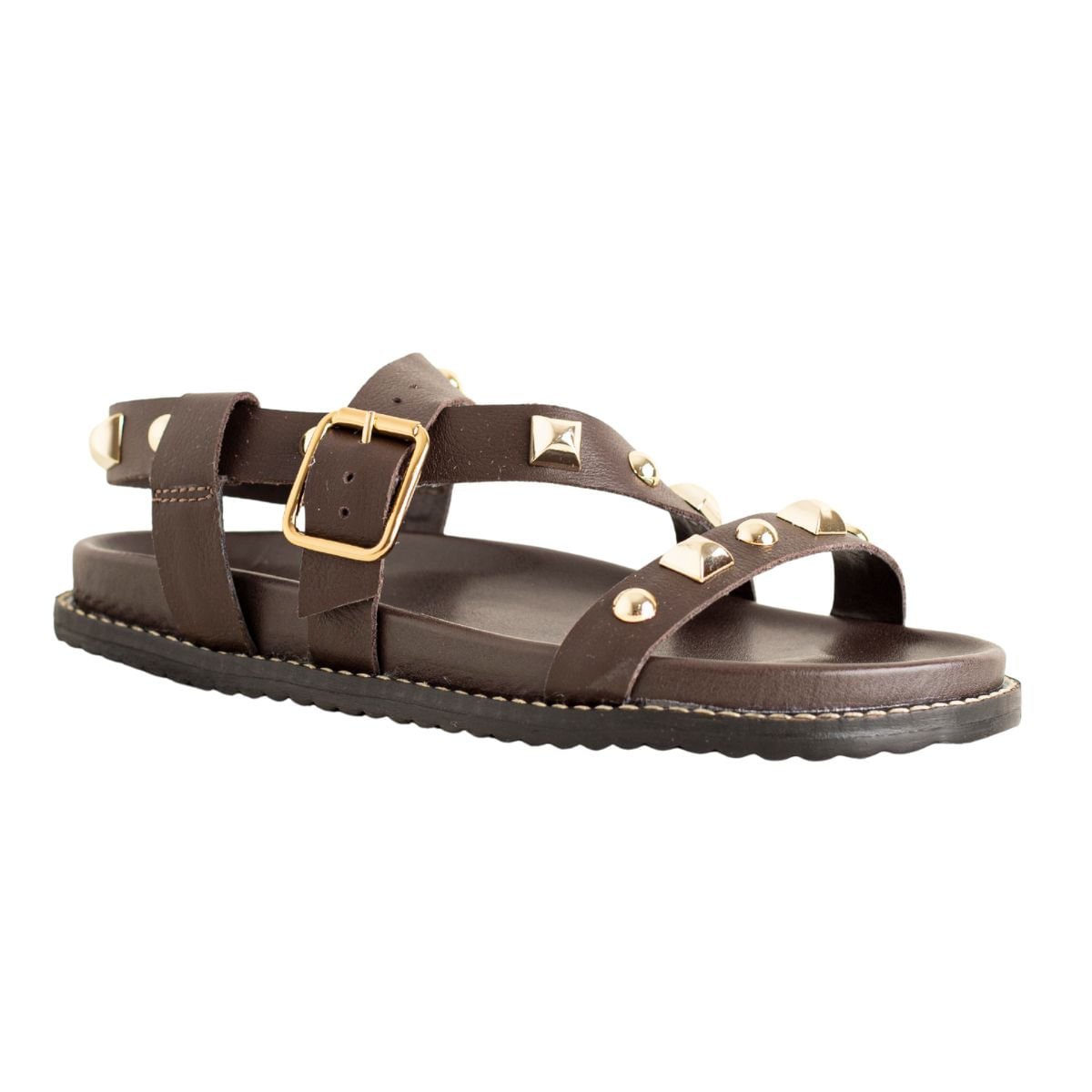 Sandália Flat Dm Boho Marrom Marrom 2