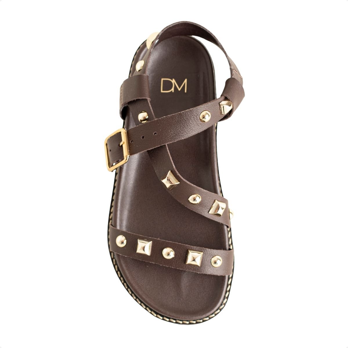 Sandália Flat Dm Boho Marrom Marrom 6