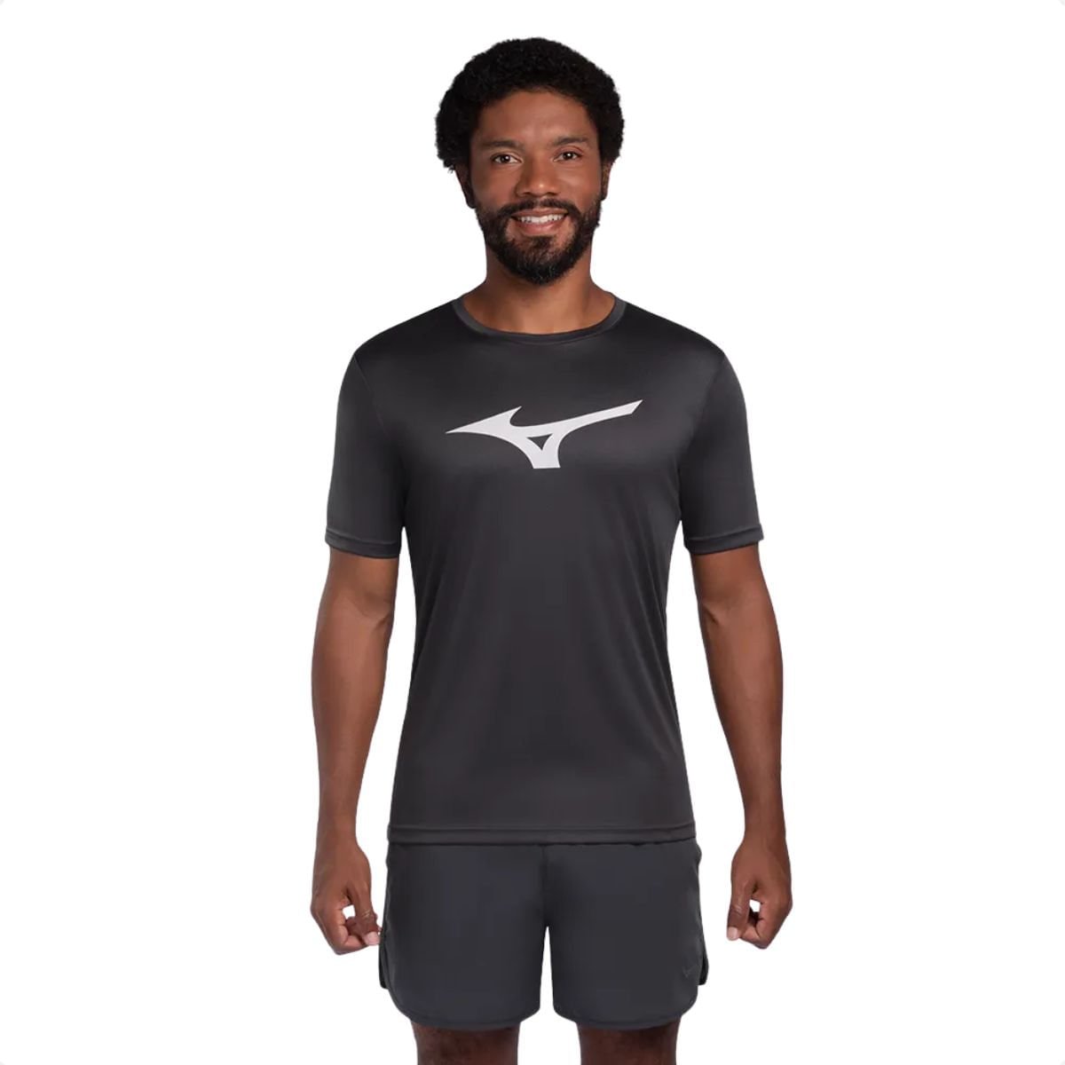 Camiseta Masculina Mizuno Run Spark Cinza Preto 1