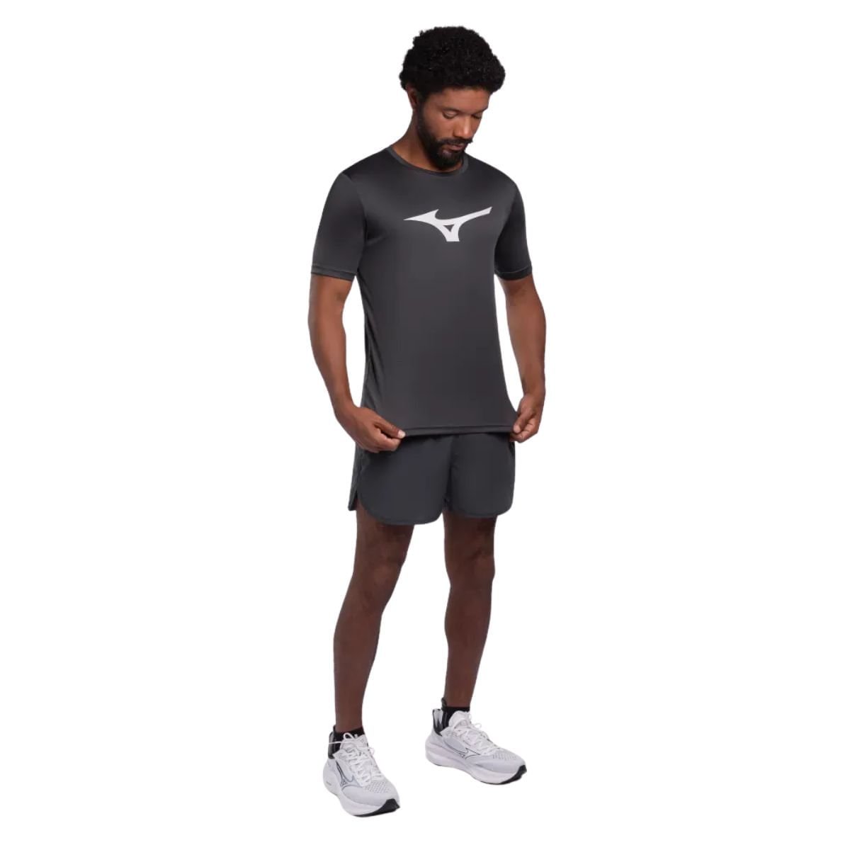 Camiseta Masculina Mizuno Run Spark Cinza Preto 4