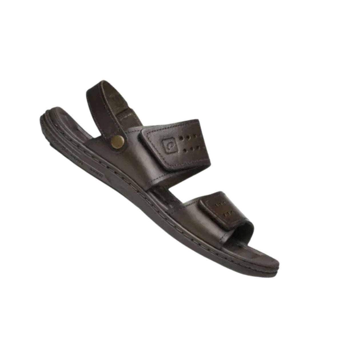 Sandália Masculina Em Couro Amortech Pegada Marrom Cravo 6