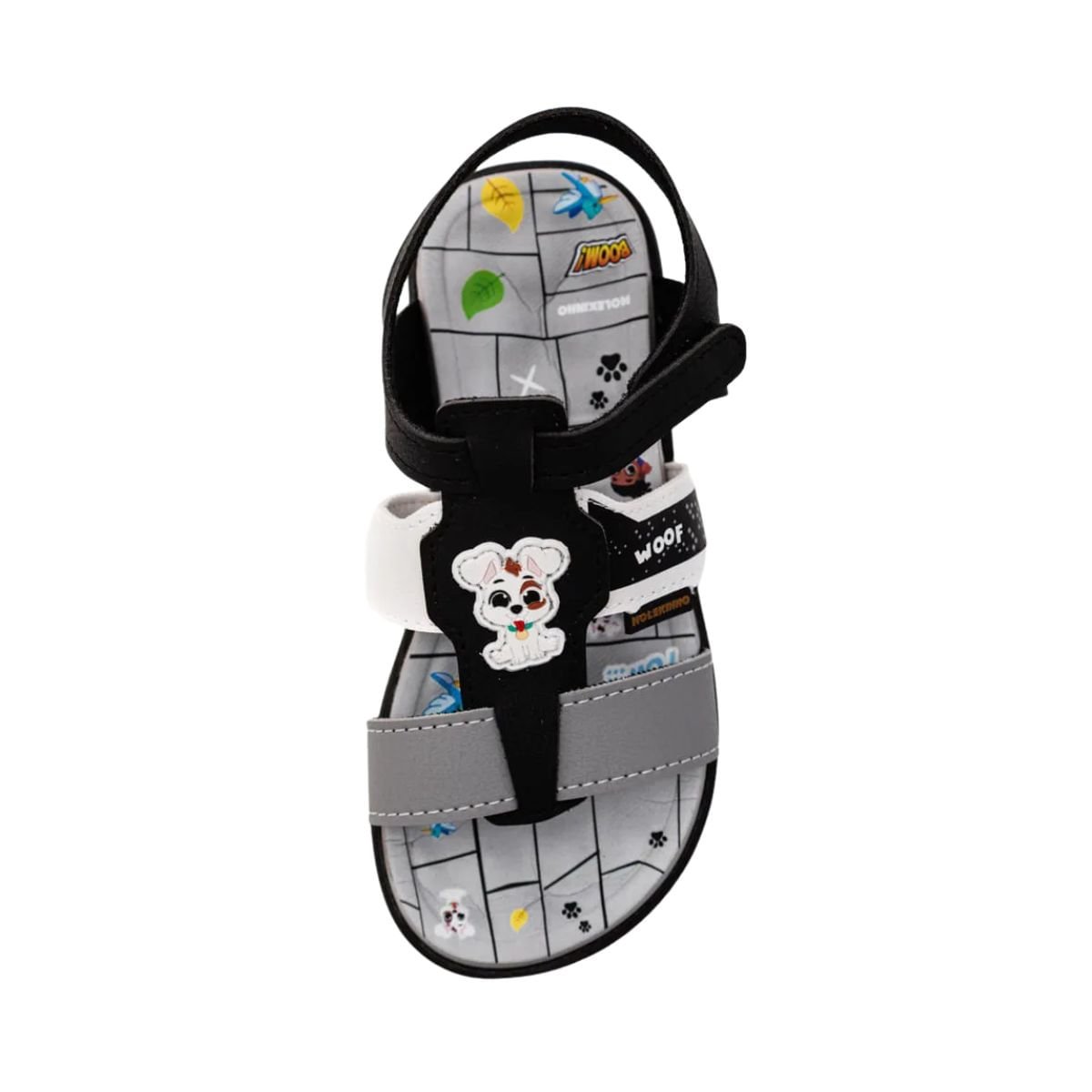 Sandália Infantil Papete Molekinho Preta Preto/Cinza 2