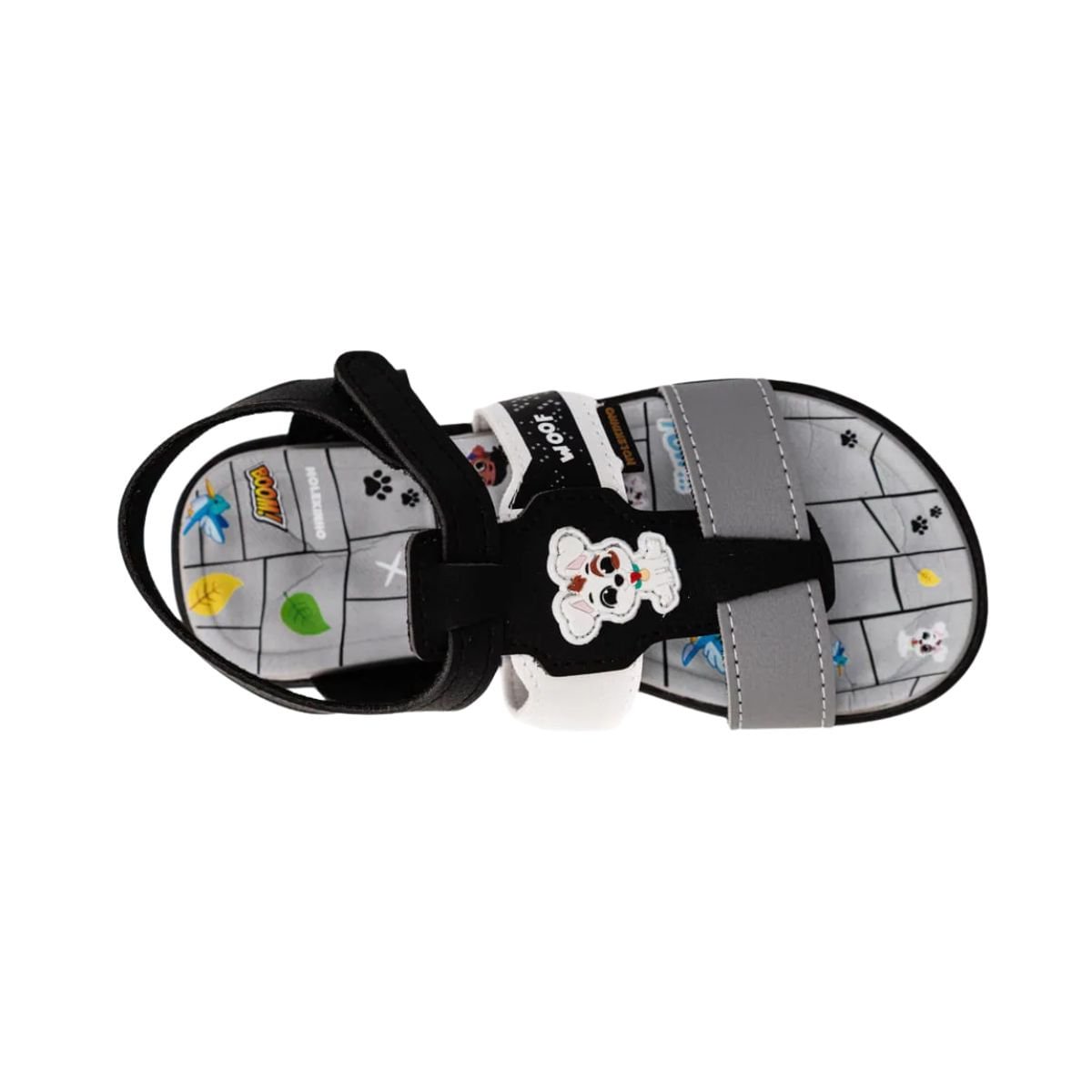 Sandália Infantil Papete Molekinho Preta Preto/Cinza 5
