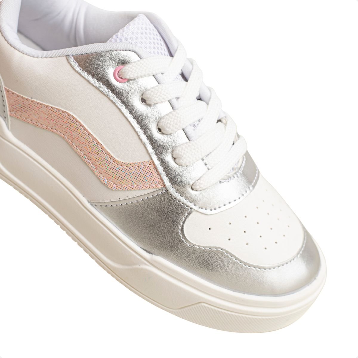 Tênis Jump Kids Silver Glow Branco/Rosa/Prata 3