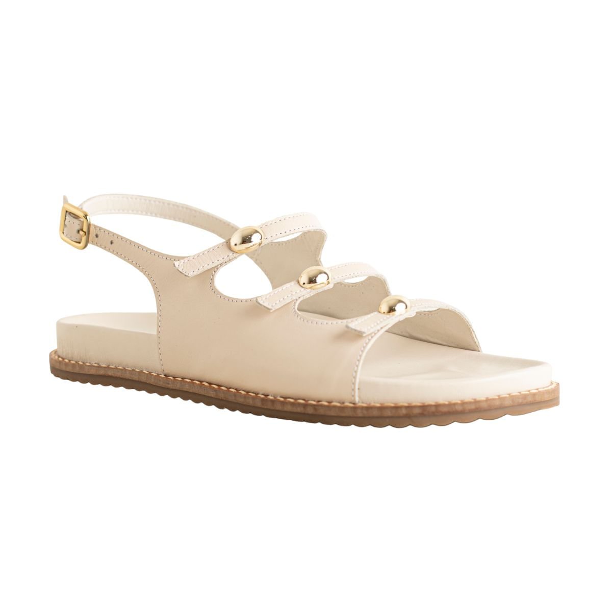 Sandália Flat Dm Glam Panna Bege 2