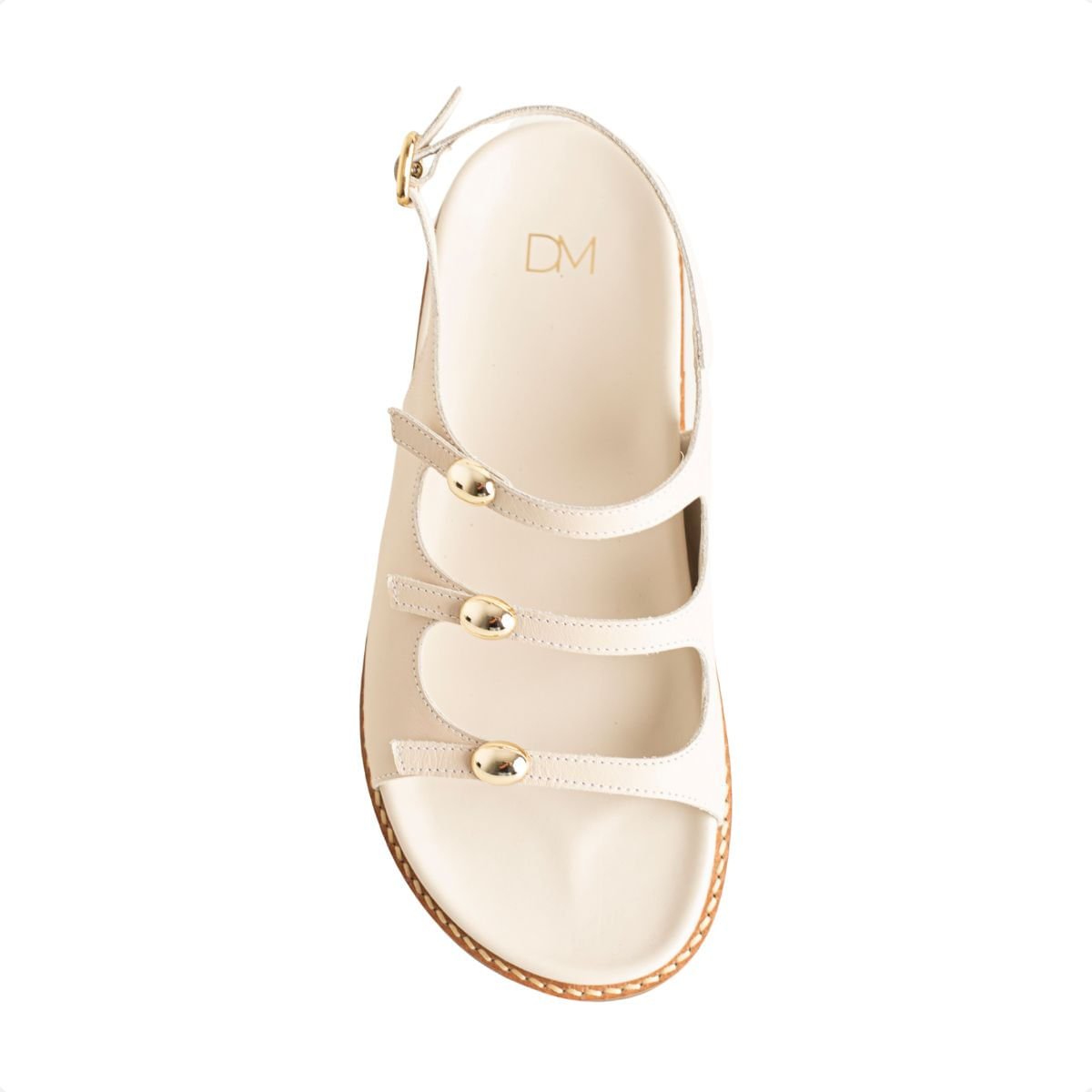 Sandália Flat Dm Glam Panna Bege 6