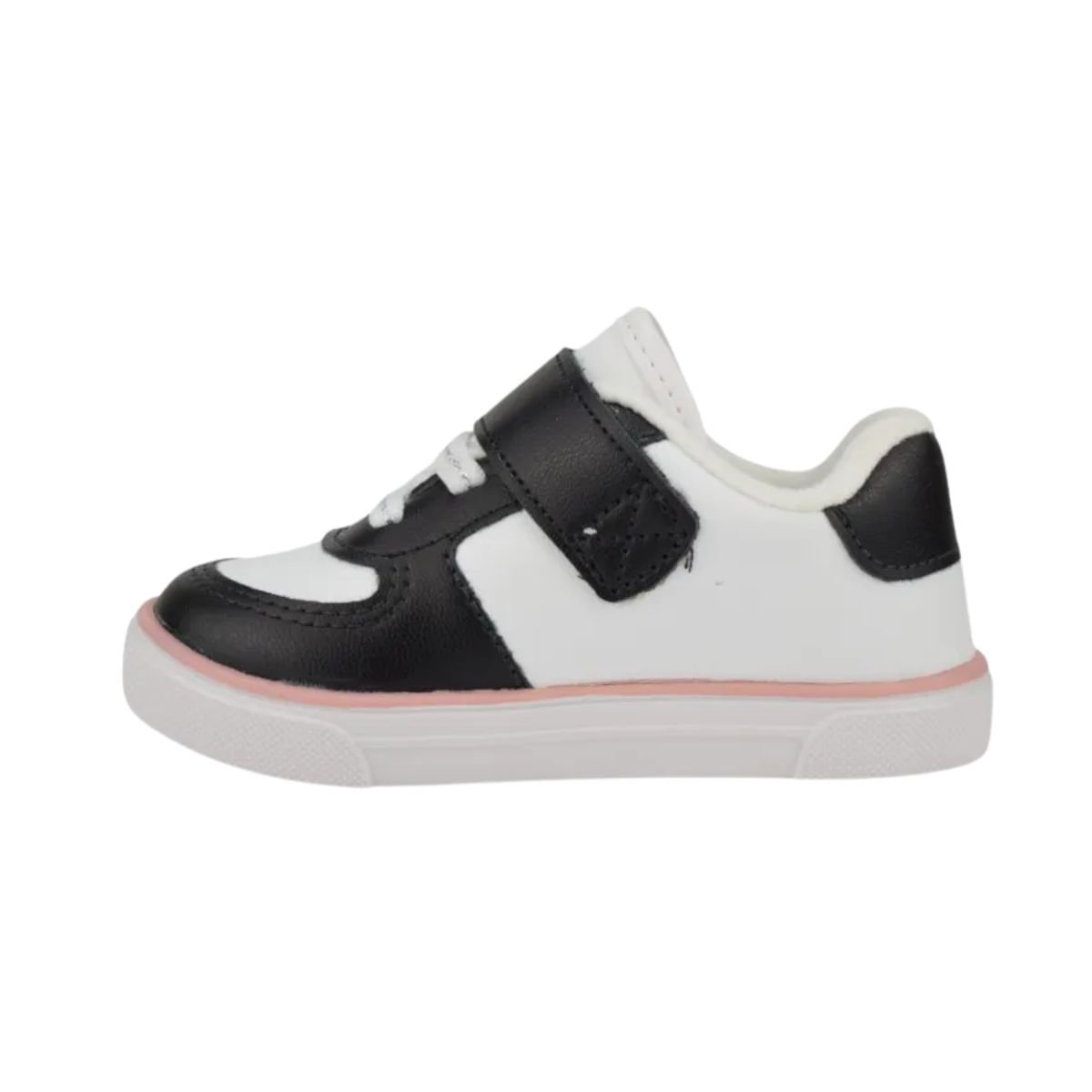 Tênis Casual Infantil Molekinha Branco E Preto Branco/Preto/Rosa 5