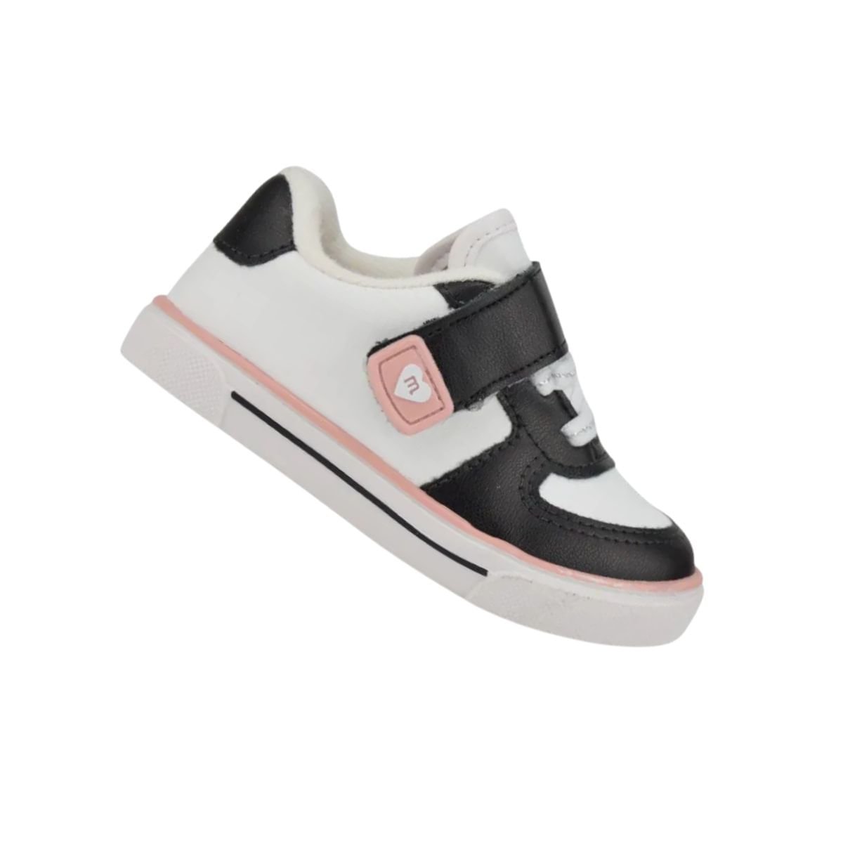 Tênis Casual Infantil Molekinha Branco E Preto Branco/Preto/Rosa 7