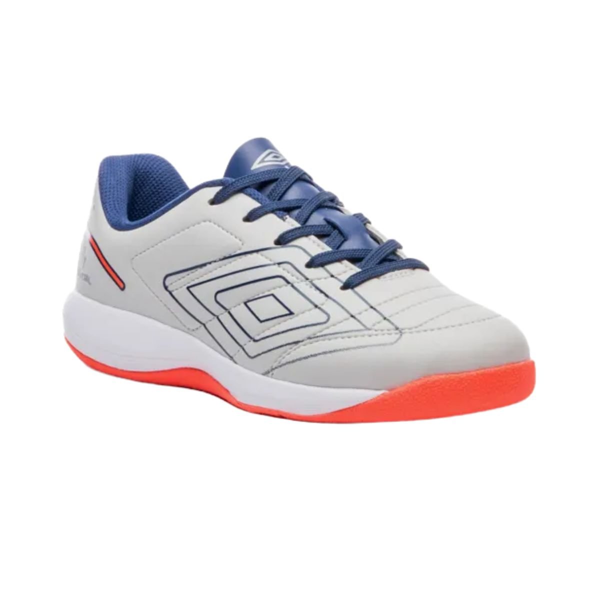 Chuteira Indoor Infantil Umbro Br Futsal Cinza Branco/Azul/Laranja 2