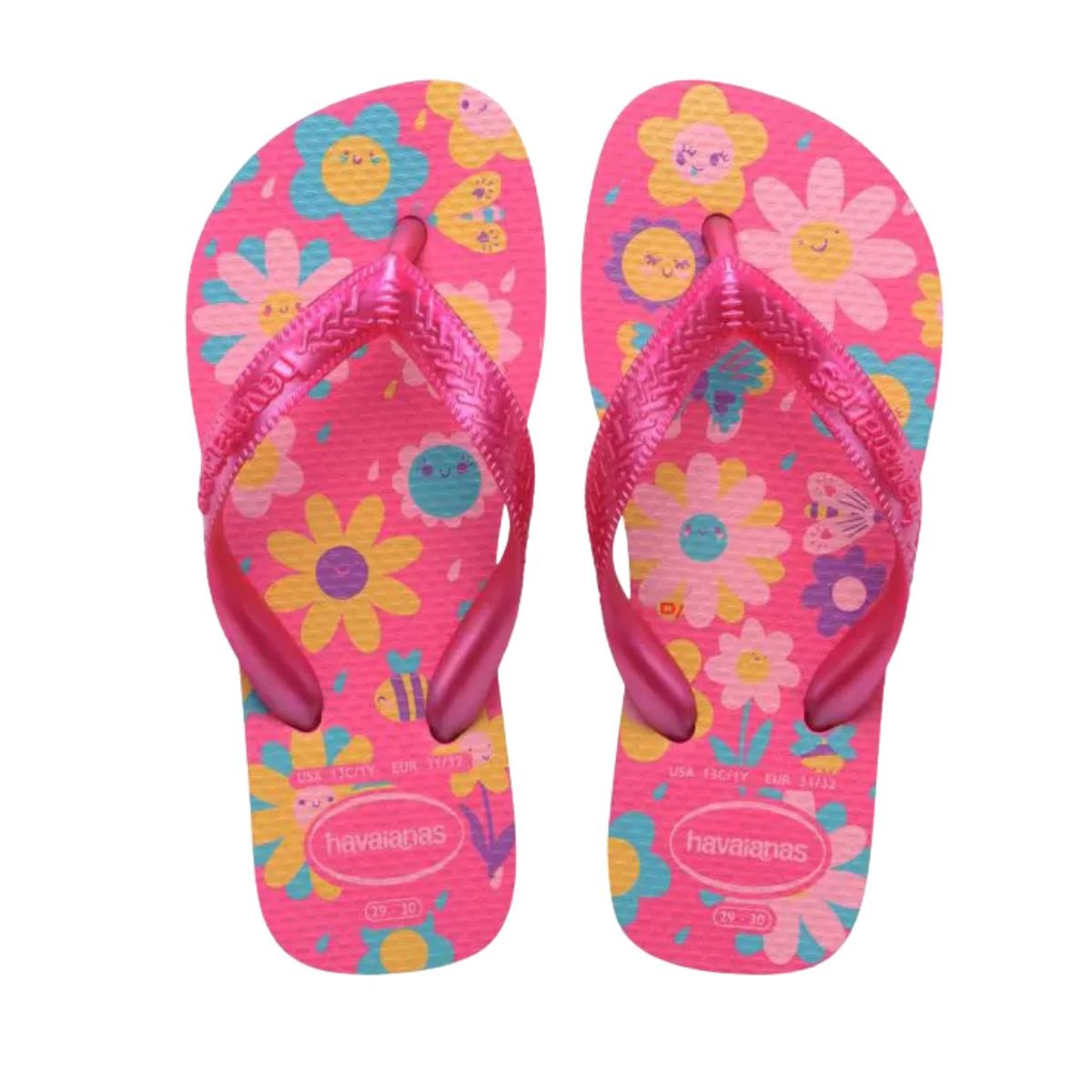 Chinelo Infantil Dedo Havaianas Kids Flores Rosa Rosa 3