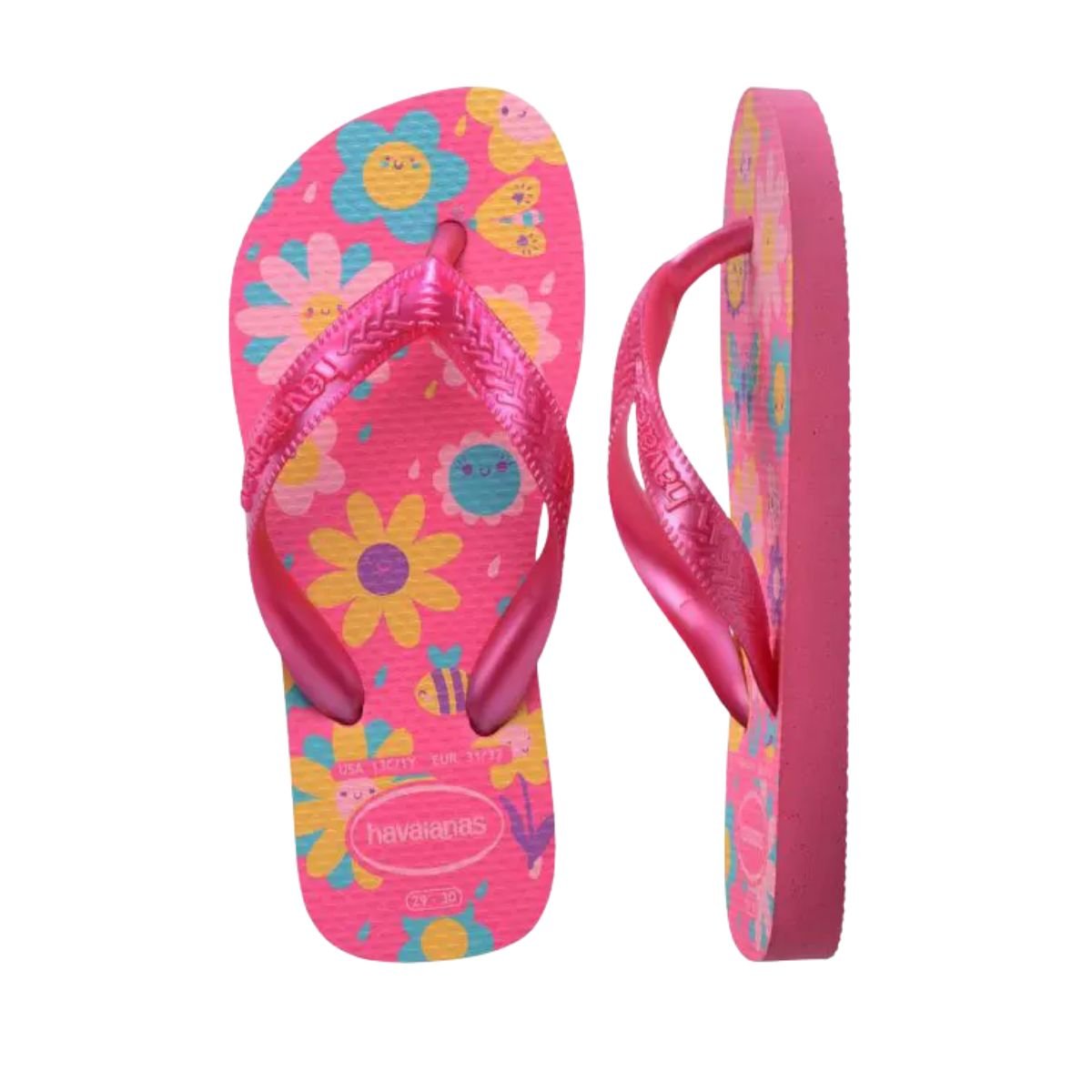 Chinelo Infantil Dedo Havaianas Kids Flores Rosa Rosa 4