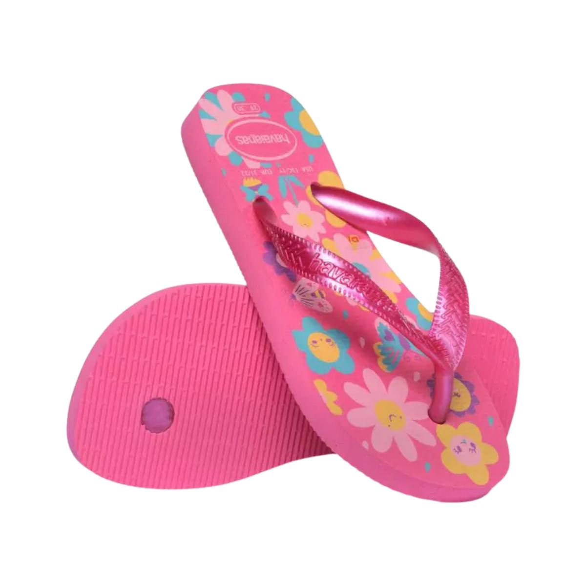 Chinelo Infantil Dedo Havaianas Kids Flores Rosa Rosa 5
