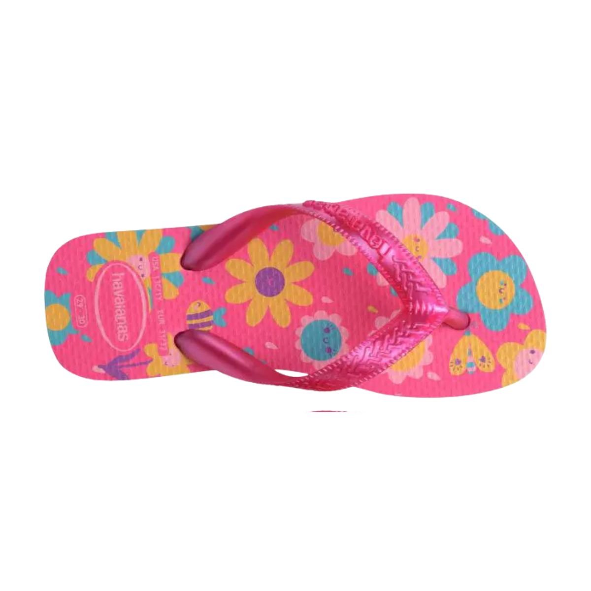 Chinelo Infantil Dedo Havaianas Kids Flores Rosa Rosa 6