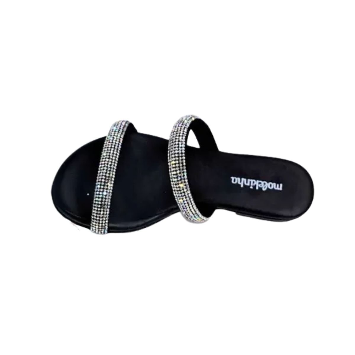 Tamanco Infantil Rasteiro Molekinha Strass Preto Preto 6