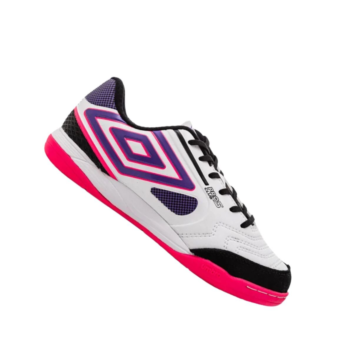 Chuteira Indoor Masculina Umbro Pro 5 Bump Club Branca E Rosa Branco/Rosa/Preto 6
