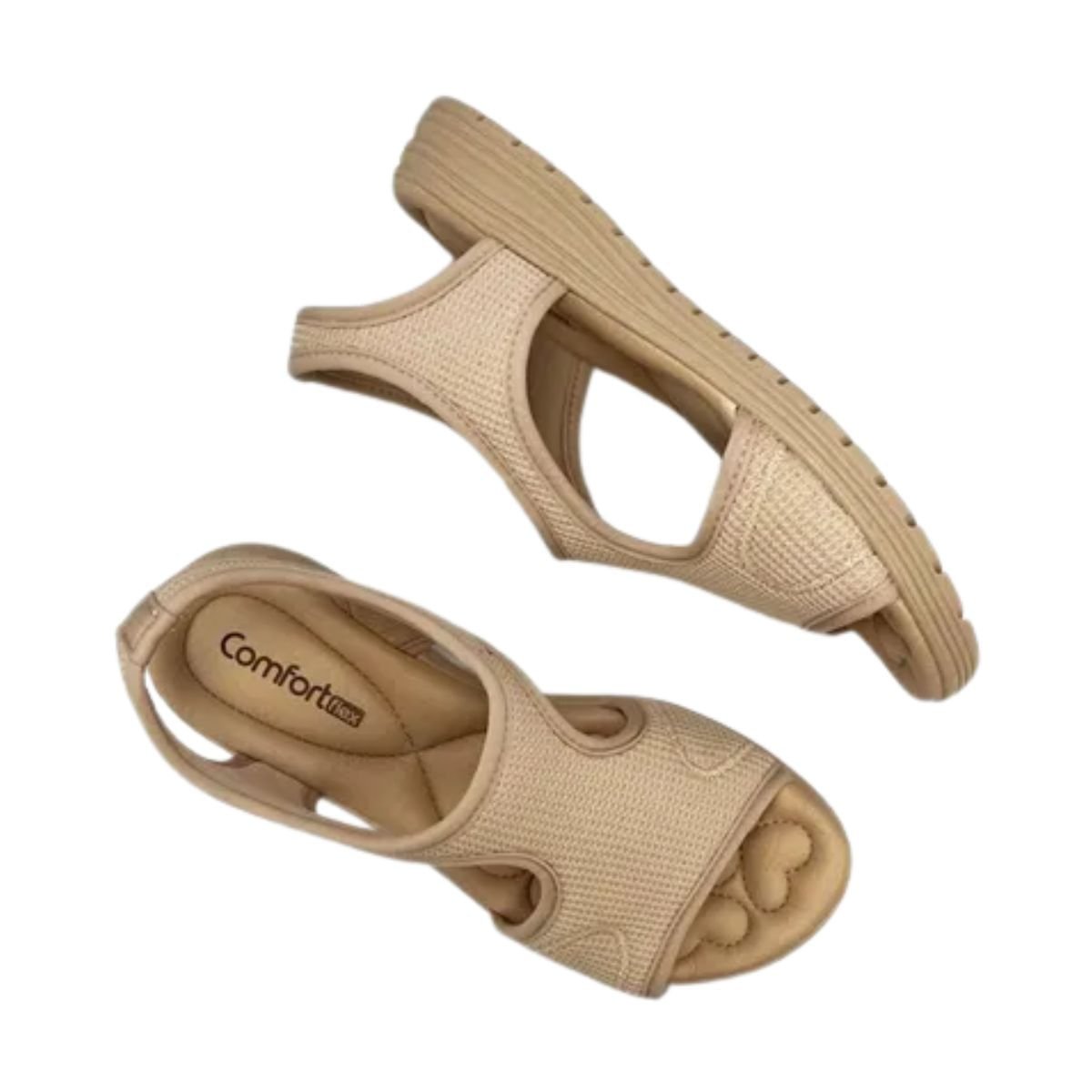 Sandália Feminina Anabela Comfortflex Bege Bege 3