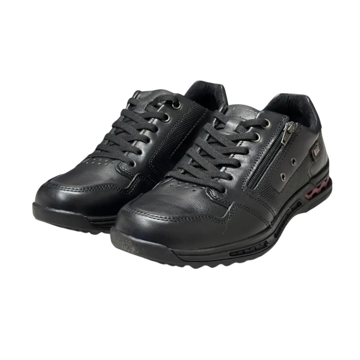 Sapatênis Masculino De Couro Pegada Preto Preto 4