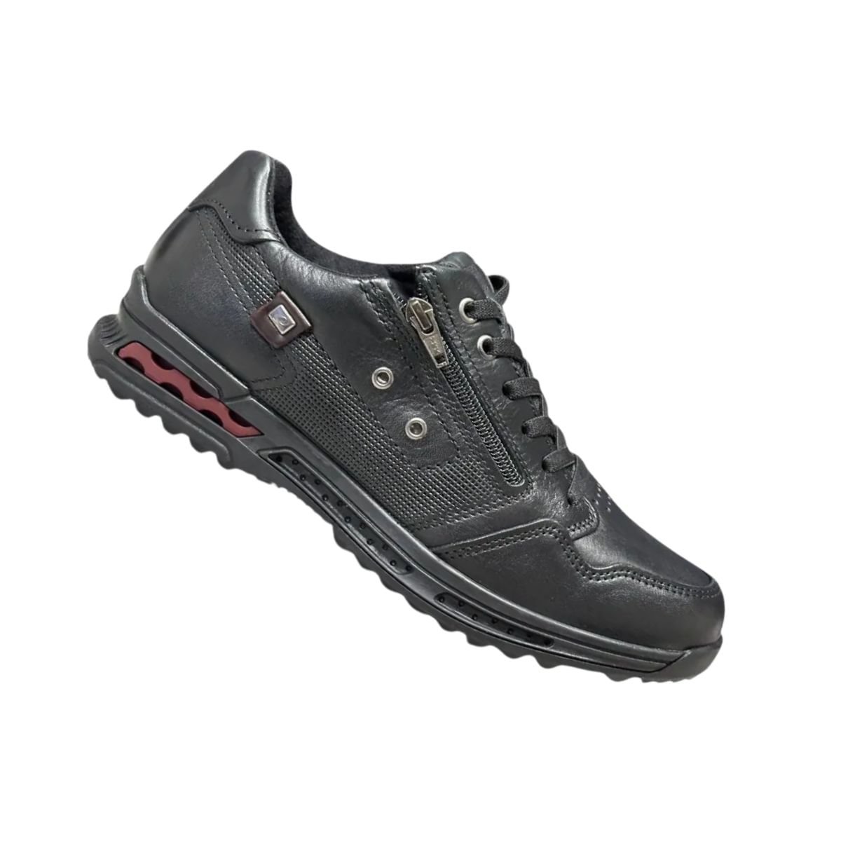 Sapatênis Masculino De Couro Pegada Preto Preto 7