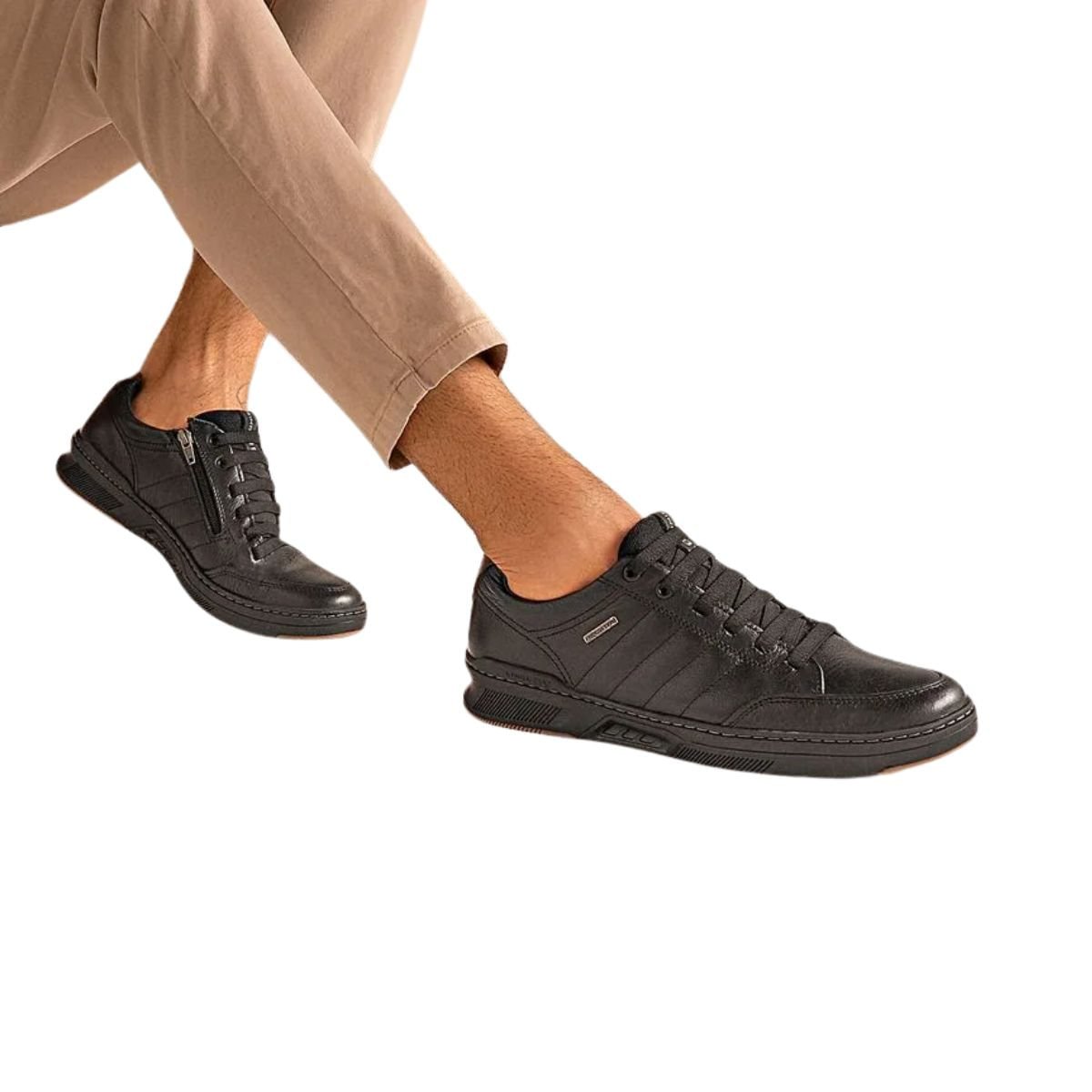 Sapatênis Masculino Pegada Em Couro Street Preto Preto 7