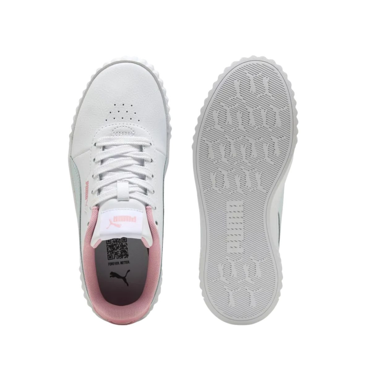 Tenis Casual Fem Casual Puma Carina 3.0 401476-11 Branco/Rosa/Verde 3