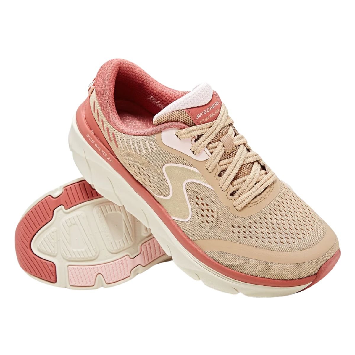 Tênis Corrida Feminino Skechers De Lux Walker 2.0 Rosa Bege/Rosa 2