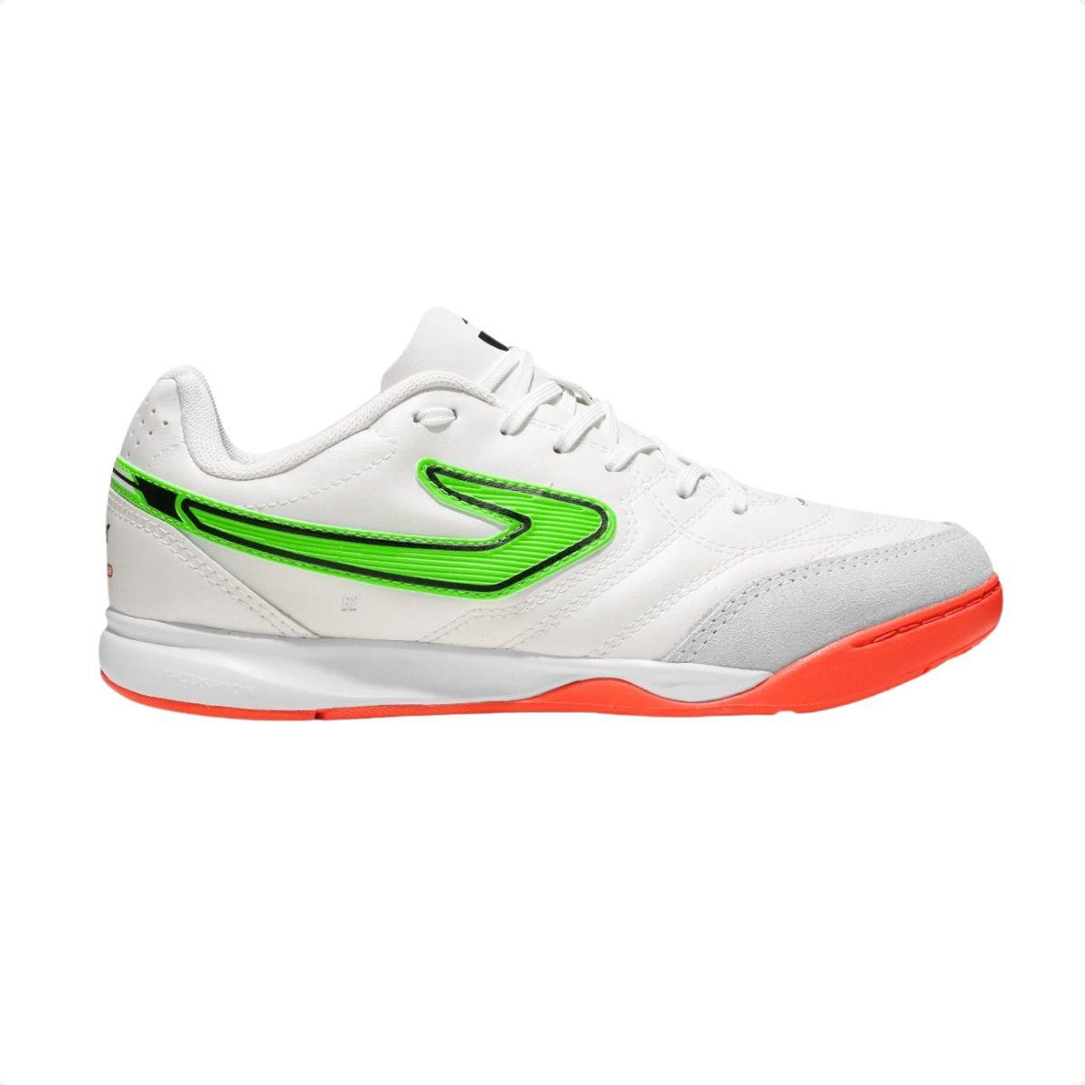 Chuteira Indoor Masculina Topper Maestro Pro V Branca Branco/Verde/Laranja 3
