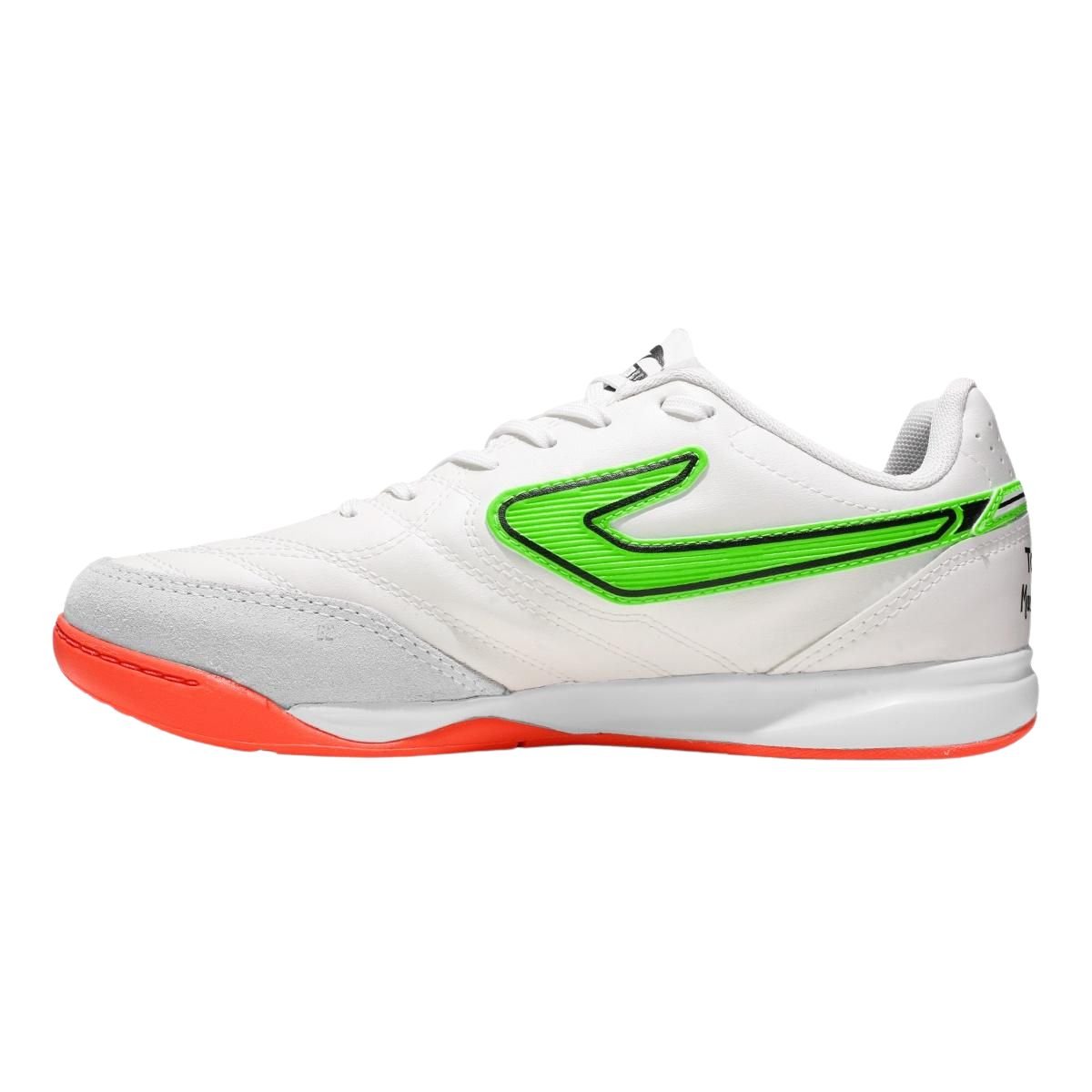 Chuteira Indoor Masculina Topper Maestro Pro V Branca Branco/Verde/Laranja 6