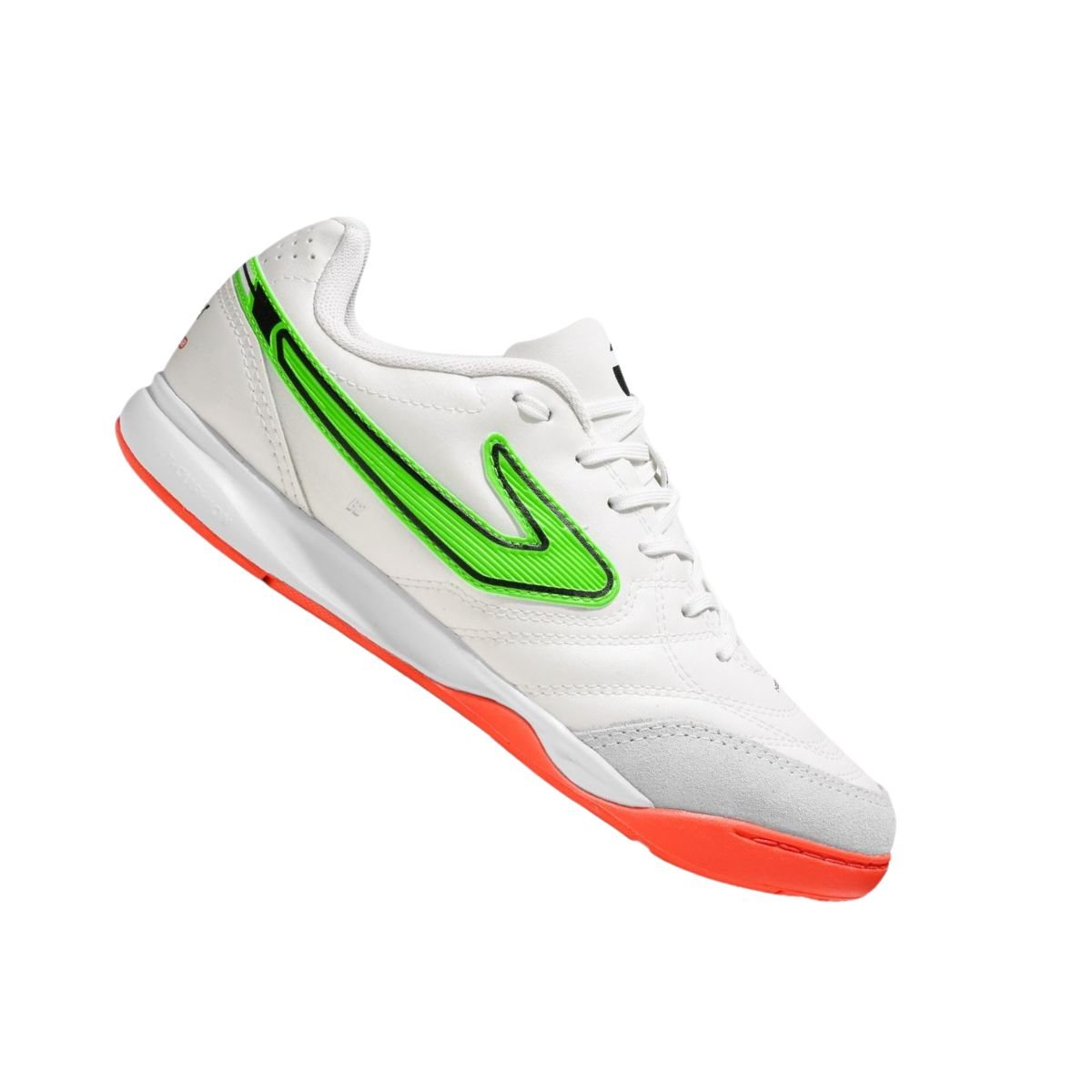 Chuteira Indoor Masculina Topper Maestro Pro V Branca Branco/Verde/Laranja 2