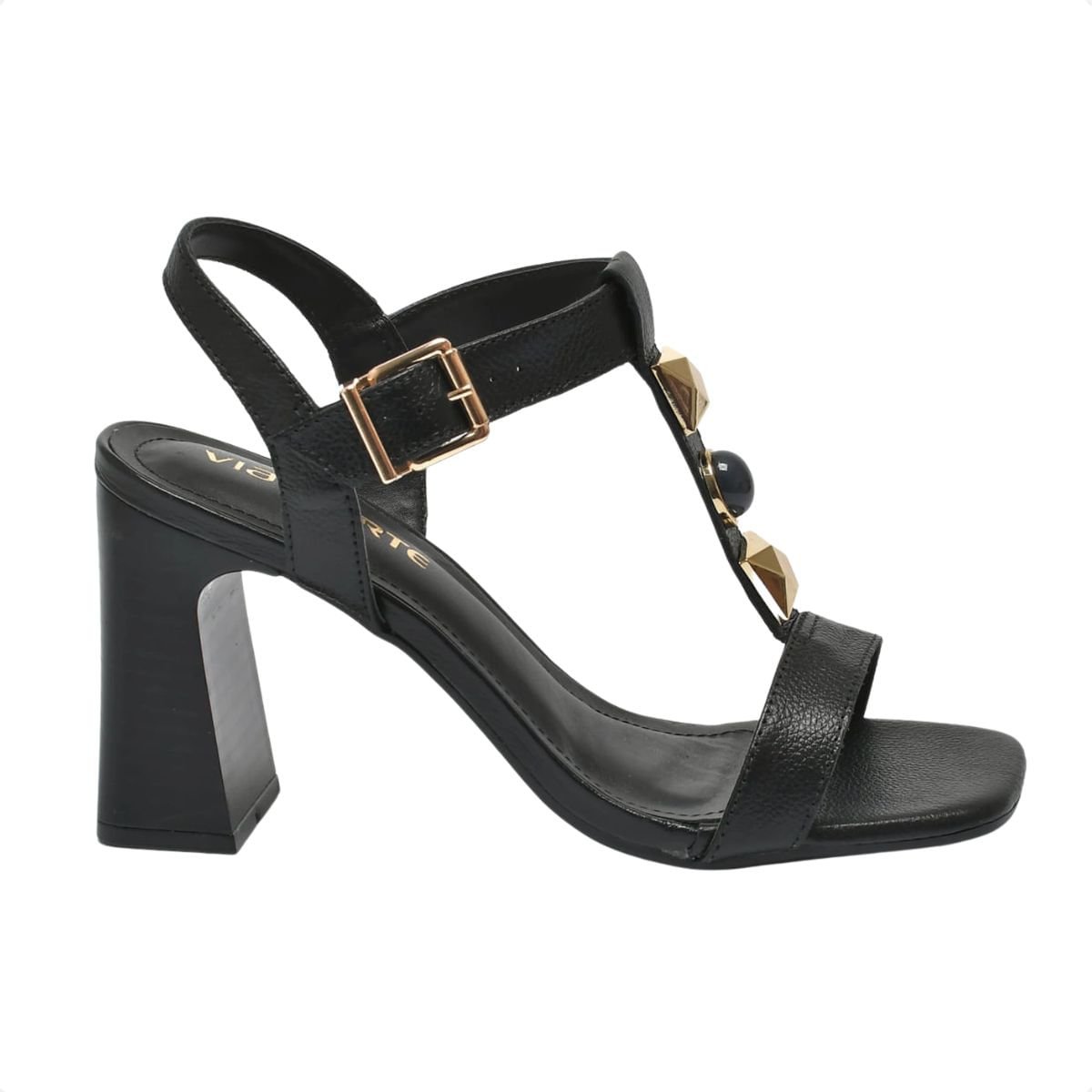 Sandália Feminina Salto Alto Grosso Via Marte Preta