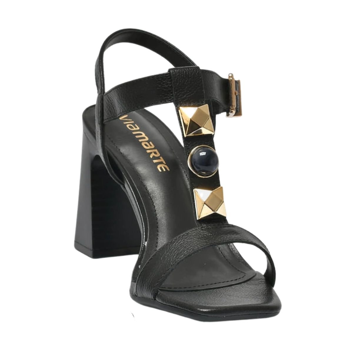 Sandália Feminina Salto Alto Grosso Via Marte Preta Preto 5