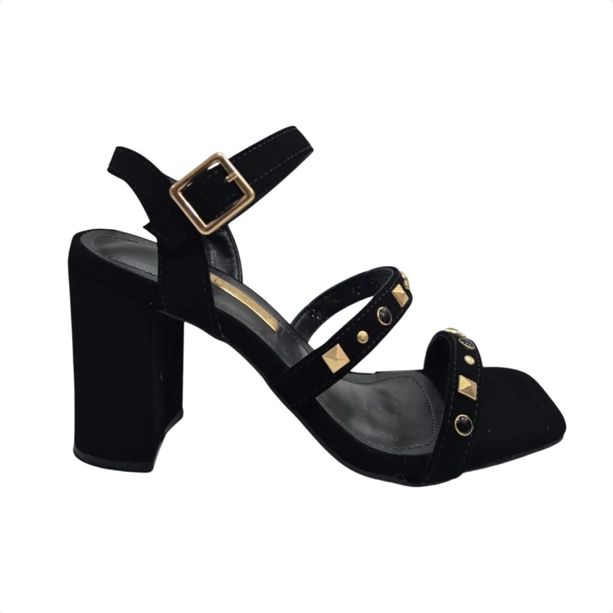 Sandália Feminina Salto Alto Grosso Via Marte Preta Preto 6