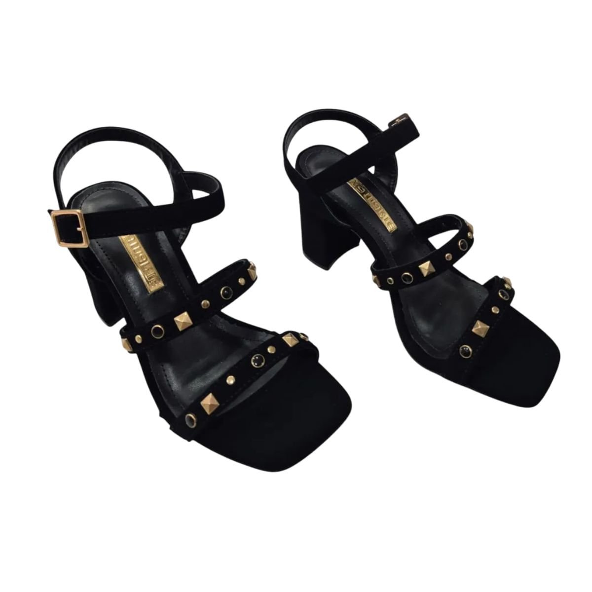 Sandália Feminina Salto Alto Grosso Via Marte Preta Preto 7