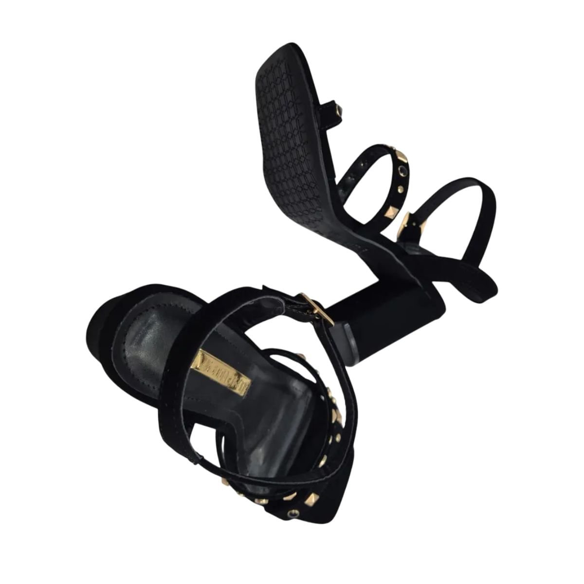 Sandália Feminina Salto Alto Grosso Via Marte Preta Preto 2