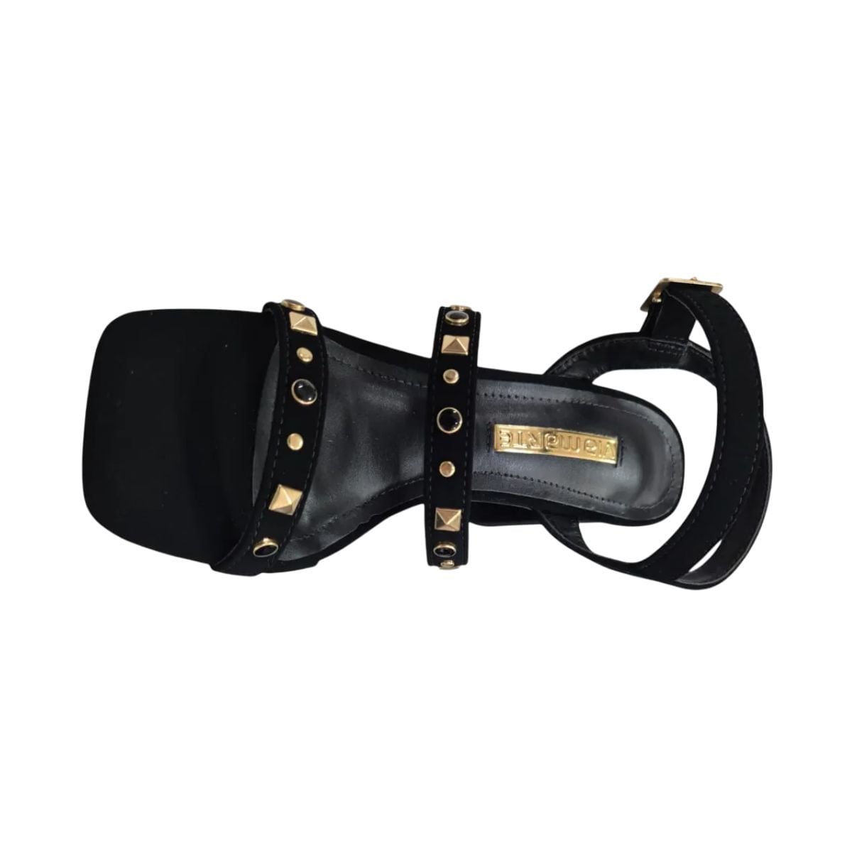 Sandália Feminina Salto Alto Grosso Via Marte Preta Preto 3