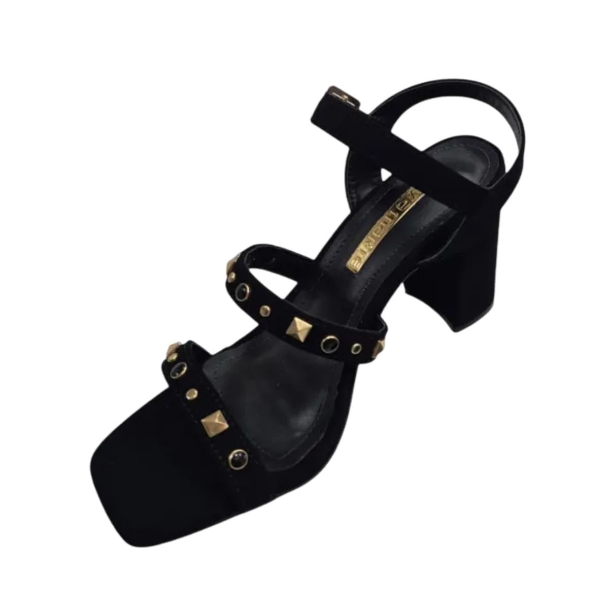 Sandália Feminina Salto Alto Grosso Via Marte Preta Preto 4