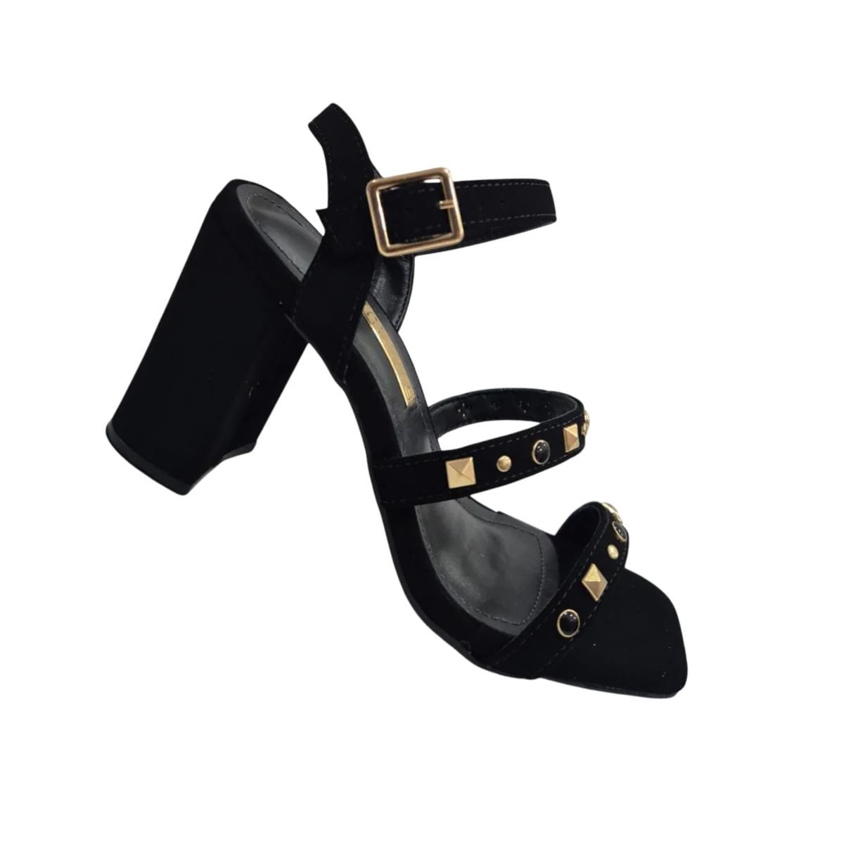 Sandália Feminina Salto Alto Grosso Via Marte Preta Preto 5