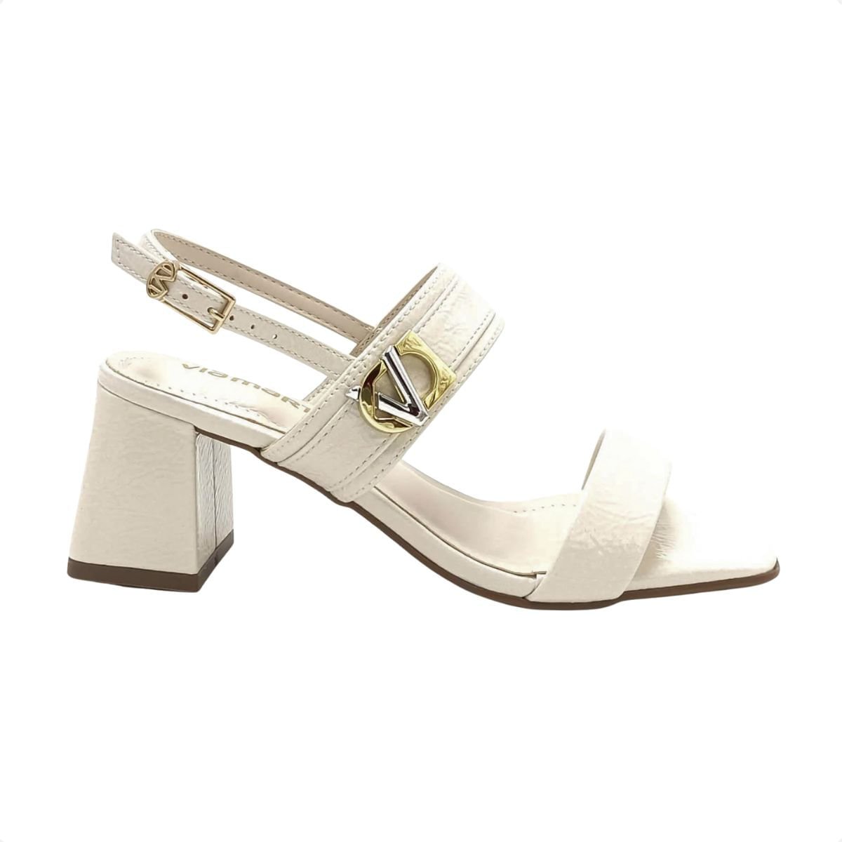 Sandália Feminina Salto Médio Grosso Via Marte Off White Branco 1